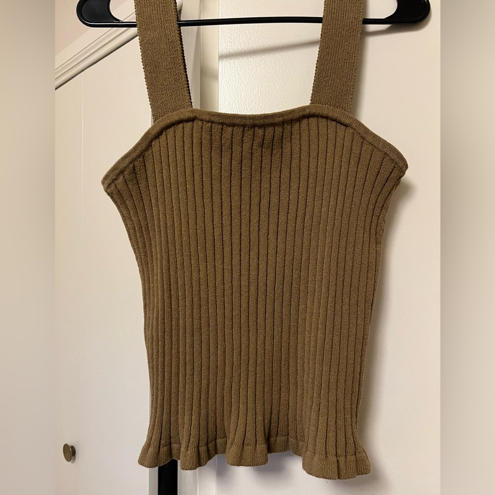 Madewell Tilney Ribbed Sweater Tank olive green